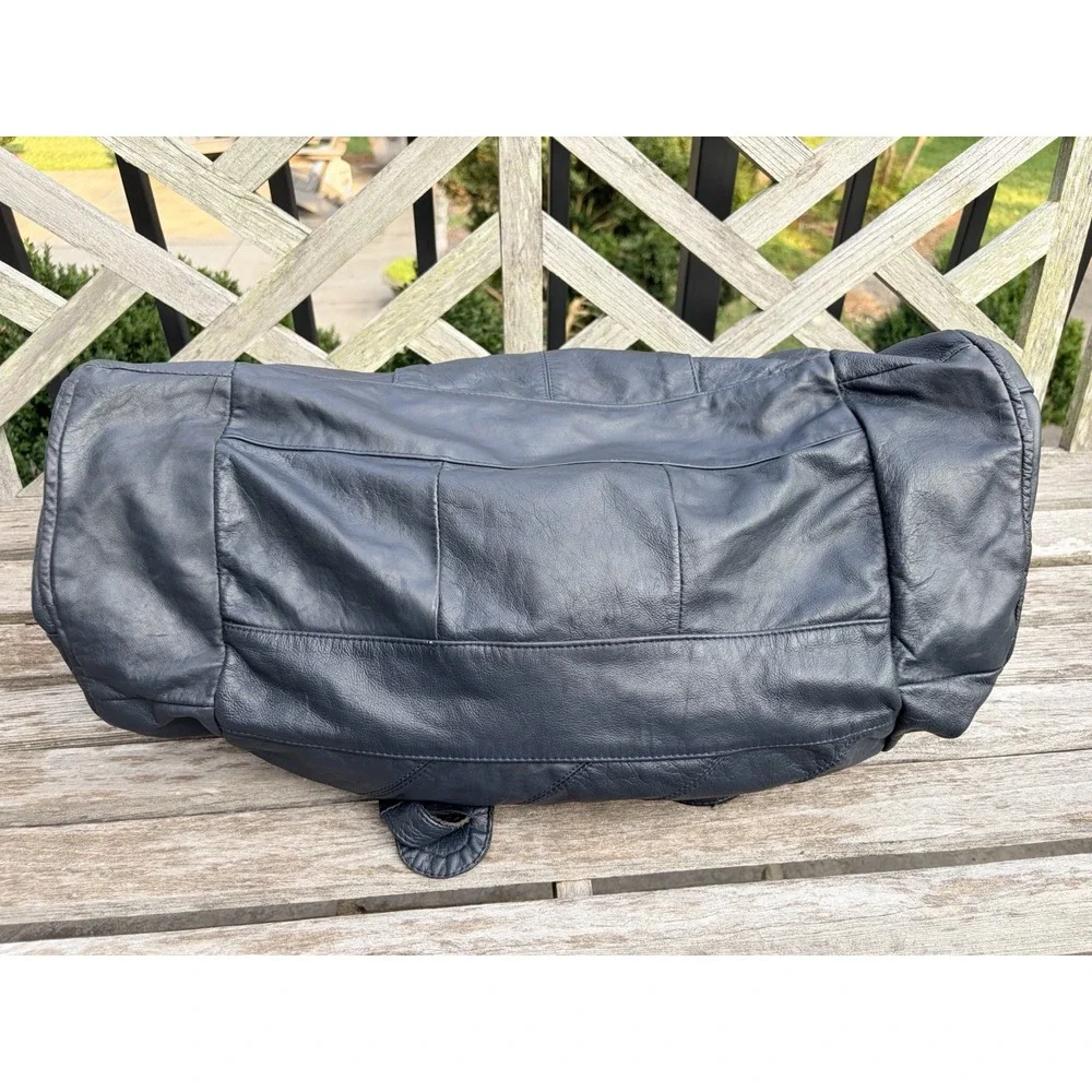 Vintage Top Grain Mexican Blue Leather Duffel Bag 20